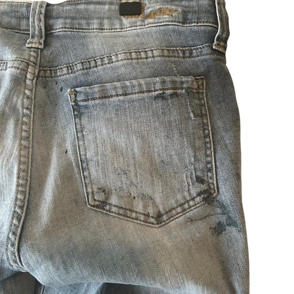 Women's Kut from the Kloth Paint Splatter Crop Boyfriend Distressed Jean Size 6 - Picture 10 of 16